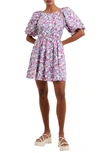 French Connection Frenh Connection Cotton Floral Print Cutout Mini Dress In 10-summer White