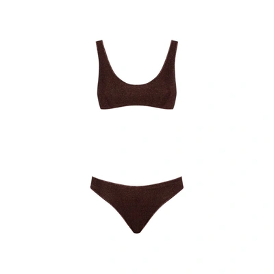 Oseree Oséree Lumiere Sporty Bra Swimwear In Chocolate