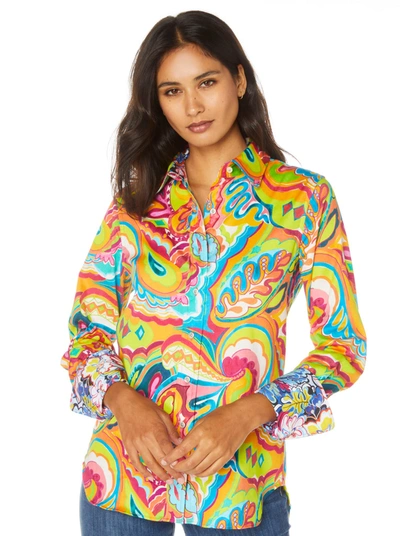 Robert Graham Priscilla Stretch Cotton Button-up Shirt In Multi