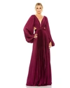 Mac Duggal Long Sleeve Cut Out Gown In Wine