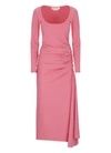 Marni Pink Ruched Midi Dress In Pink