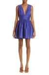 Zimmermann Tama Plunge Neck Linen & Silk Dress In Ultramarine