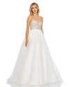 Mac Duggal Womens Embellished Manmade Evening Dress In White