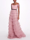 MARCHESA MULTI-TIERED TULLE GOWN