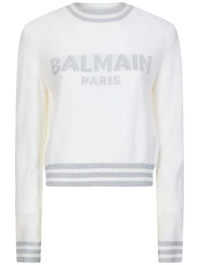 Balmain Logo Jumper In White