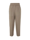 Brunello Cucinelli Elastic Band Pants In Beige
