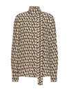 Valentino Vlogo Monogram Blouse In Beige,black