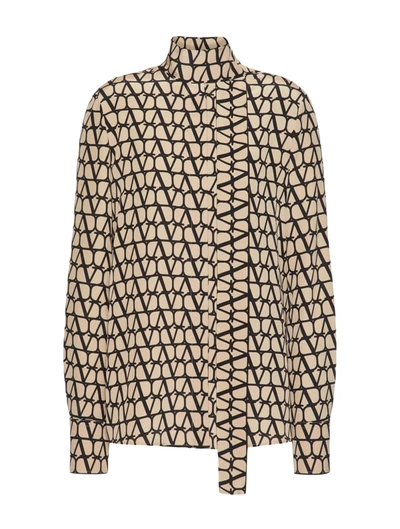 Valentino Vlogo Monogram Blouse In Beige