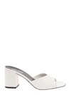 PARIS TEXAS 'ANJA' WHITE MULES WITH BLOCK HEEL IN PATENT LEATHER WOMAN