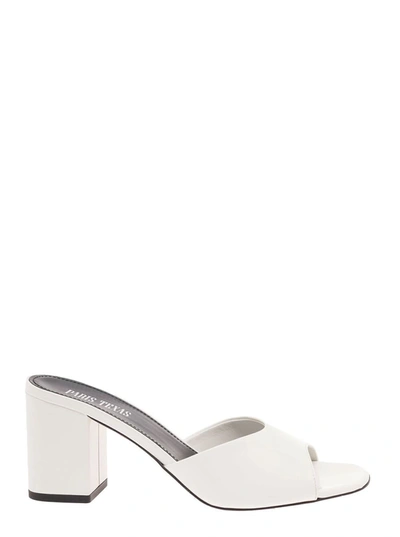 Paris Texas 'anja' White Mules With Block Heel In Patent Leather Woman