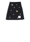 Thom Browne Embroidered A-line Skirt In Blue