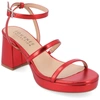 Journee Collection Samilee Block Heel Platform Sandal In Red