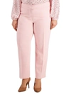 Kasper Plus Size Melange Crepe Wide-leg Pull-on Pants In Pink