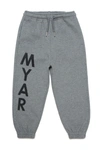 MYAR DEADSTOCK GREY PLUSH JOGGER TROUSERS WITH VERTICAL LOGO