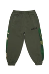 MYAR PLUSH JOGGER TROUSERS WITH RAINFOREST PATTERNED FABRIC APPLICATIONS