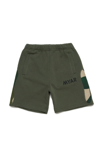 Myar Kids' Recycling Cotton Sweat Shorts In Green