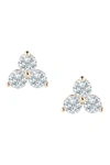 Cz By Kenneth Jay Lane Triple Round Cz Pyramid Stud Earrings In Clear/gold