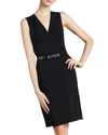 Akris V-neck Sleeveless Wool-crepe Sheath Dress In Black