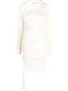 Off-white Asymmetric Ruched Minidress In White