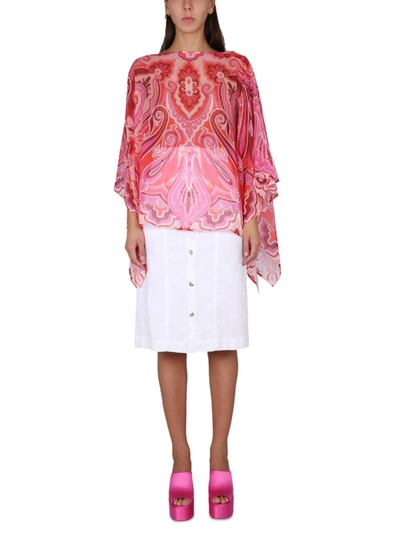 Etro Paisley-print Chiffon Top In Fuchsia