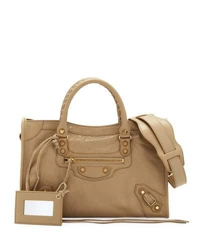 Balenciaga Classic City Golden Small Arena Satchel Bag In Beige