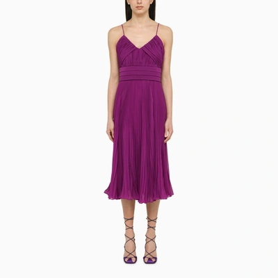 Max Mara Clarino Pleated Georgette Midi Dress In Purple