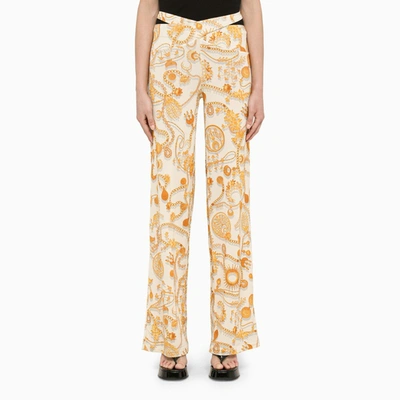 Marine Serre Jewellery-print Palazzo Pants In White