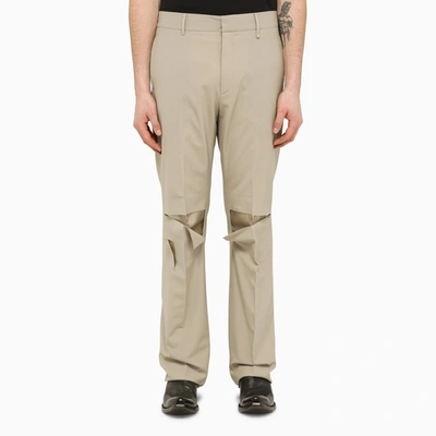 Givenchy Stone Tailored Trousers With Wear In Grey