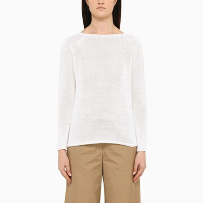 's Max Mara White Linen Crew-neck Jumper