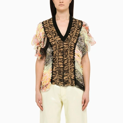 Dries Van Noten Taffy V-neck Crochet Top In Multicolor