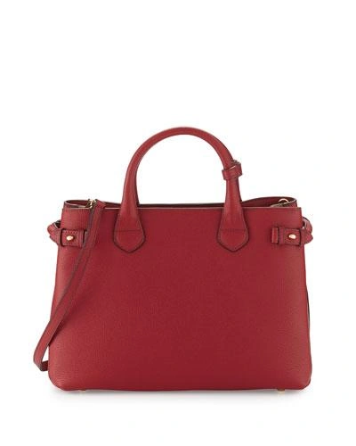 Burberry Banner Medium House Check & Derby Leather Tote Bag, Russet Red In Cinnamon Red