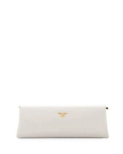 Prada Saffiano East-west Frame Clutch Bag, Light Gray (granito)