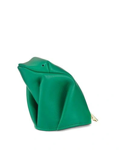 Loewe Frog Leather Pouch In Green