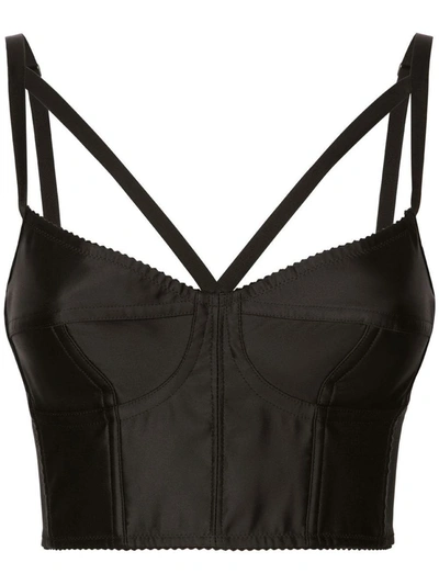 Dolce & Gabbana Kim Dolce&gabbana Strap-detail Bustier Top In Black