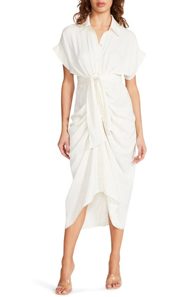 Steve Madden Tori Tie Waist Midi Shirtdress In White