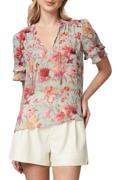 Paige Nadja Floral Ruffle Blouse In White