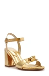 Alexandre Birman Clarita Flare Metallic Leather Sandal In Golden