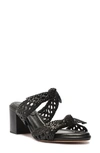 Alexandre Birman Clarita Woven Leather Block-heel Mules In Black