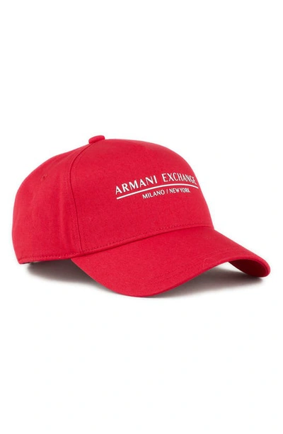 Armani Exchange Logo Baseball Cap In Red