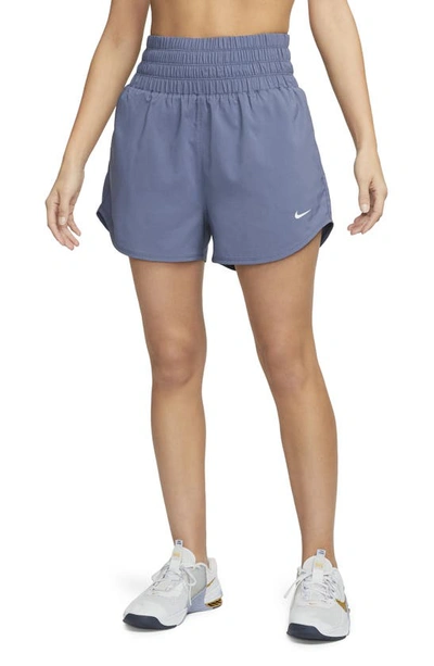 Nike Women's One Dri-fit Ultra High-waisted 3" Brief-lined Shorts In Blue