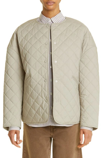 Totême Boxy Organic Cotton Quilted Jacket In Grey