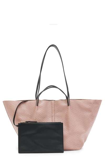 Allsaints Hannah Python Tote In Terracotta Pink