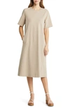 NORDSTROM STRETCH COTTON MIDI T-SHIRT DRESS