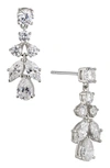 Nadri Cubic Zirconia Cluster Drop Earrings In Rhodium