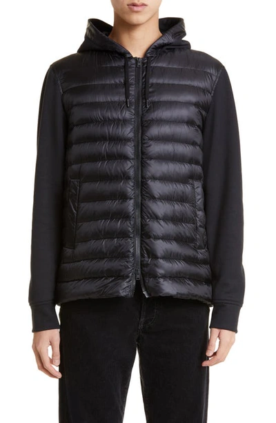 Herno Quilted Down & Fleece Hooded Jacket In Black