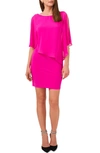 Chaus Rhinestone Trim Cape Overlay Dress In Fiercely Fuchsia