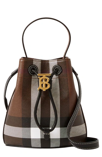 Burberry Mini Tb Bucket Bag In Brown