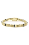 Lagos Black Caviar Ceramic Station Bracelet In Gold