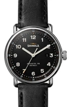 SHINOLA THE CANFIELD LEATHER STRAP WATCH, 43MM