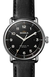 Shinola The Canfield Leather Strap Watch, 43mm In Black